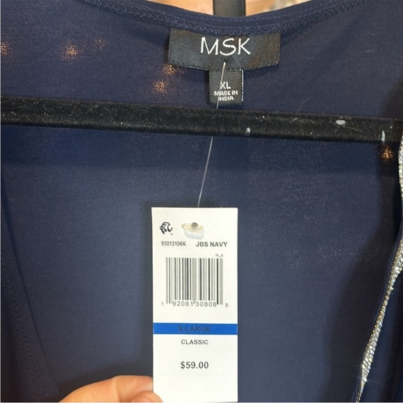 MSK Blue Ruched 3/4 Sleeve Blouse - Picture 8 of 10